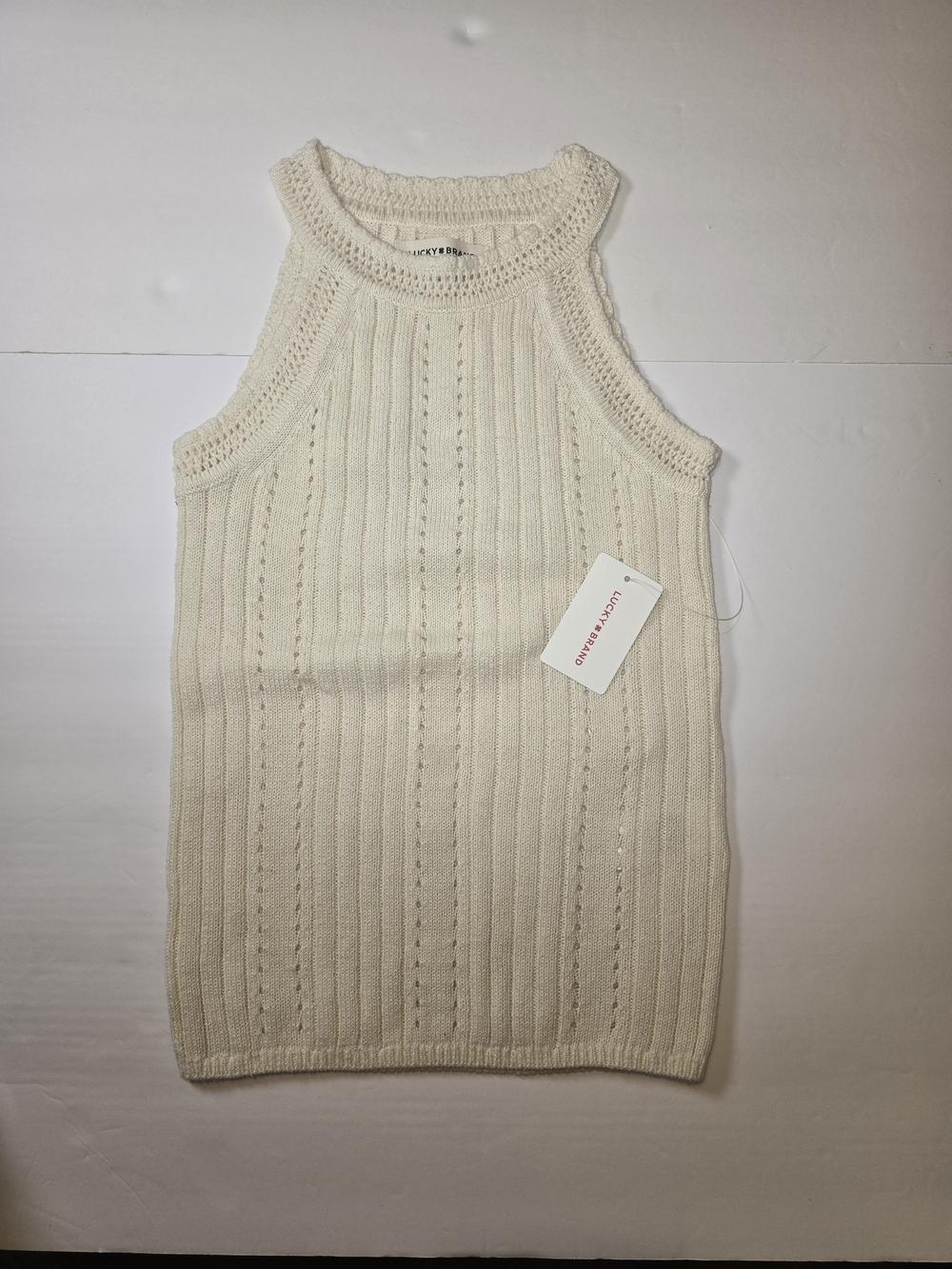 Lucky Brand Cream Ribbed Knit Halter